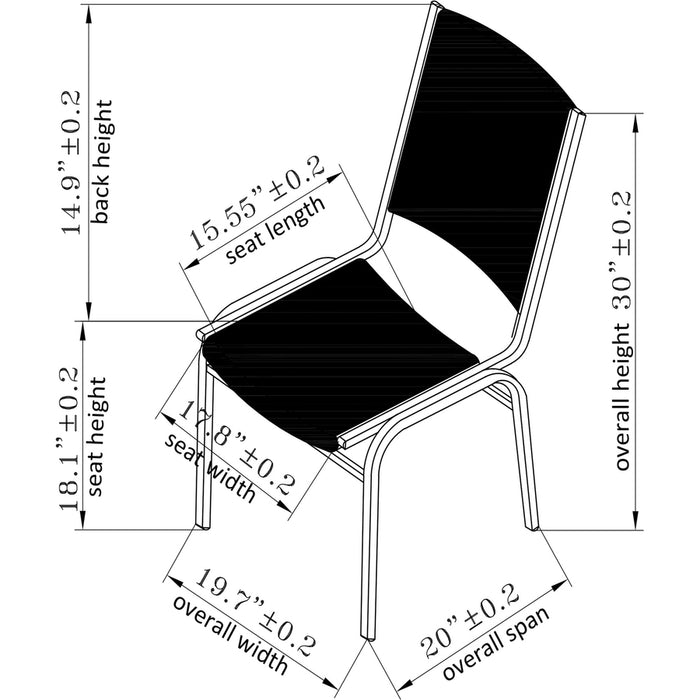 Lorell Padded Armless Stacking Chairs - 4/CT