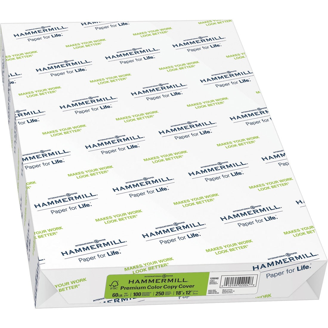 Hammermill 120040 18 x 12 Bright White Premium Pack of 60# Color Copy  Cover Paper - 250 Sheets