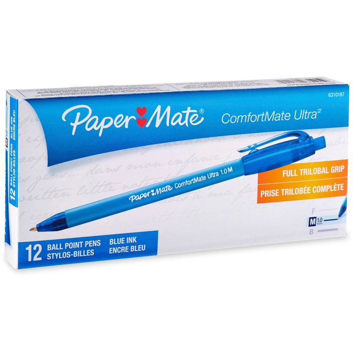 Paper Mate Comfort Mate Retractable Pens- BLUE 1.0mm Medium