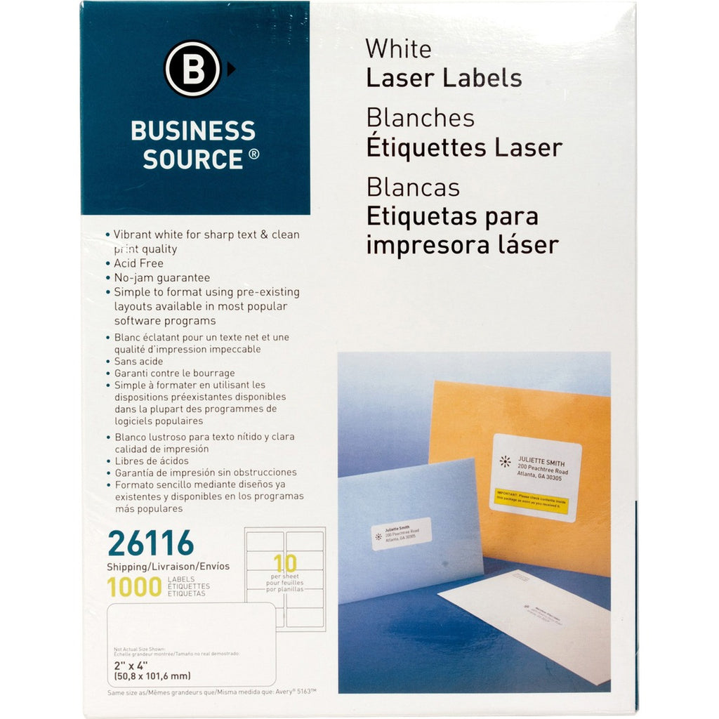 Business Source Bright White Premium-quality Shipping Labels — The Supply  Room