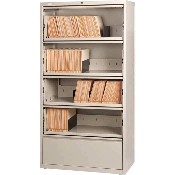 Lorell Receding Lateral File with Roll Out Shelves - 5-Drawer