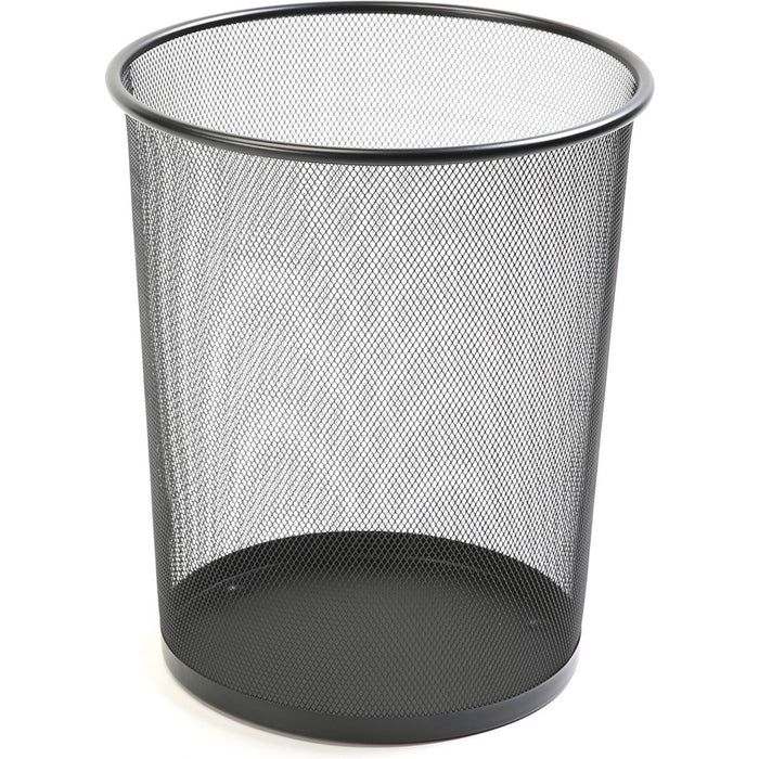 Lorell Black Steel Mesh Round Waste Bin