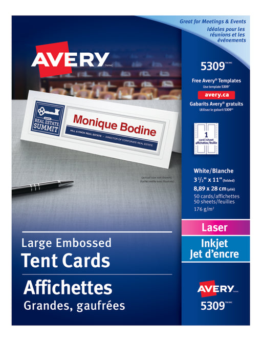 5309 OFFICE TENT CARDS WHITE 3 1/2